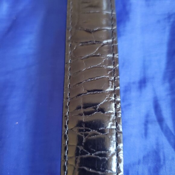 NWOT Brighton Belt Wm 29-32" Black Crock Embossed Ornate Silver Brass Hardware - Picture 3 of 8